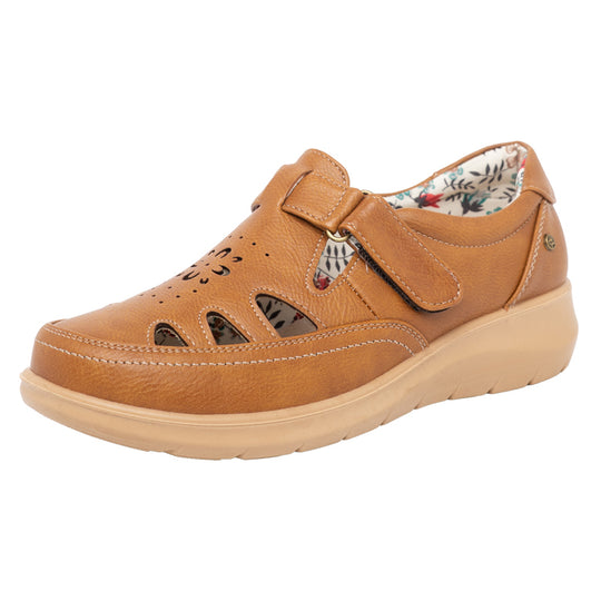 Zapato Confort con Velcro Angi Caramelo Passer