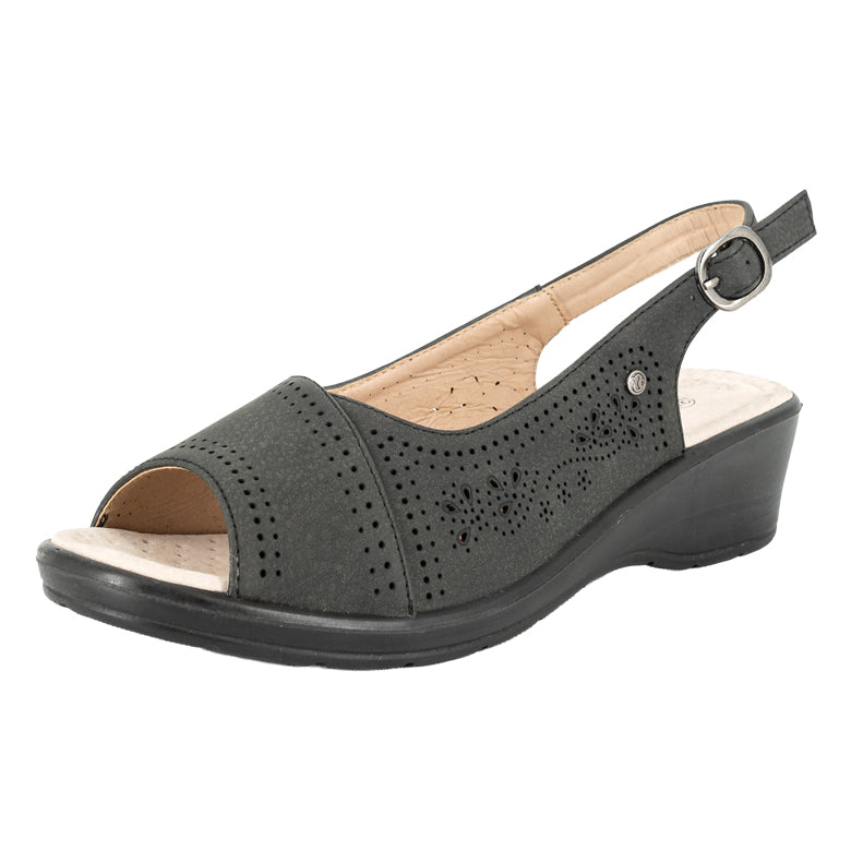 Sandalia Confort Ajustable Emi Negro Passer