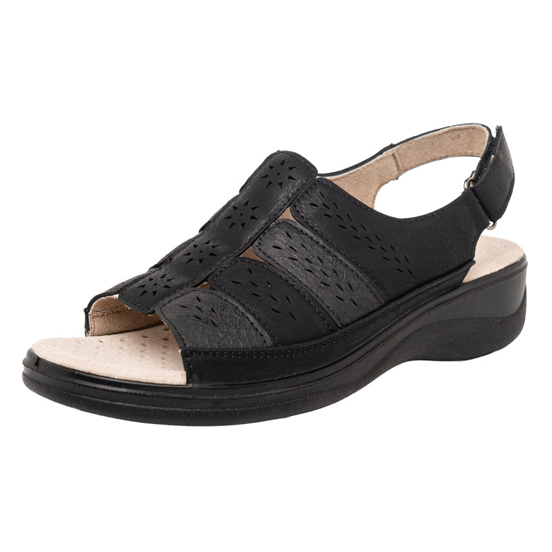 Sandalia Confort con Velcro Milva Negro Passer