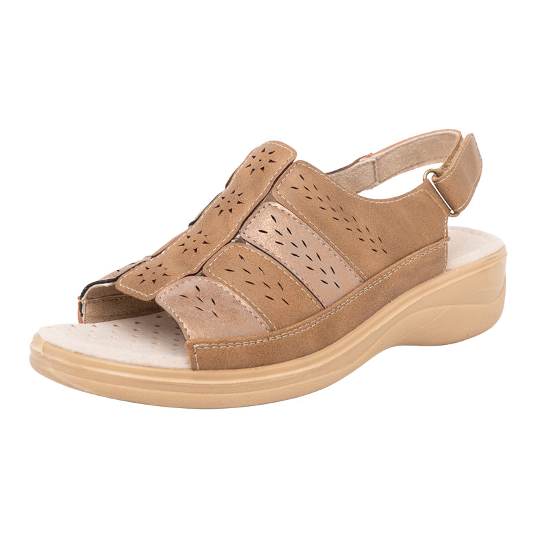 Sandalia Confort con Velcro Milva Café Passer