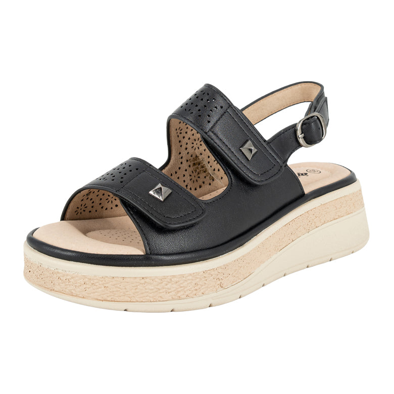 Sandalia Confort Ajustable Riza Negro Passer