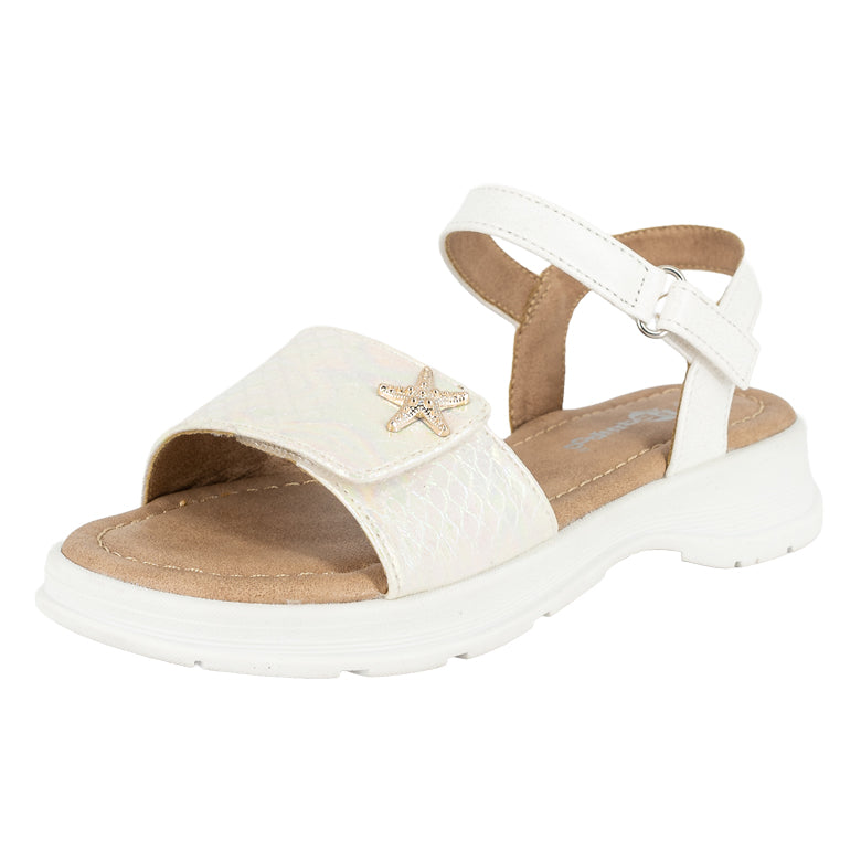 Sandalia con Velcro Aral Blanco Bamboo