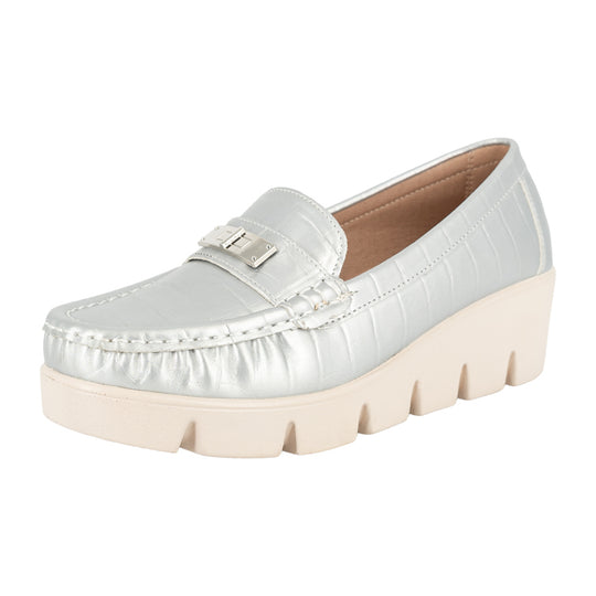 Mocasin Casual Abbey Plateado Alquimia