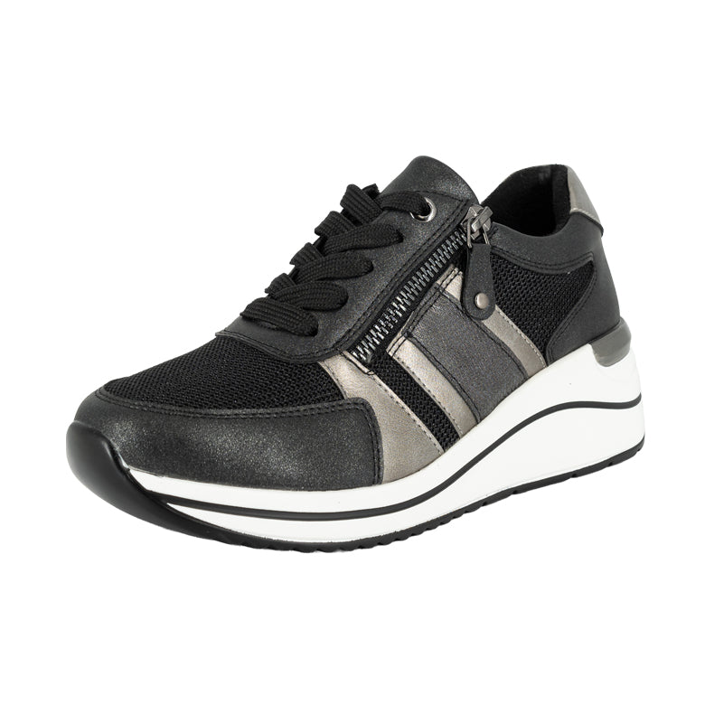 Zapatilla Urbana con Cuña Cole Negro Alquimia