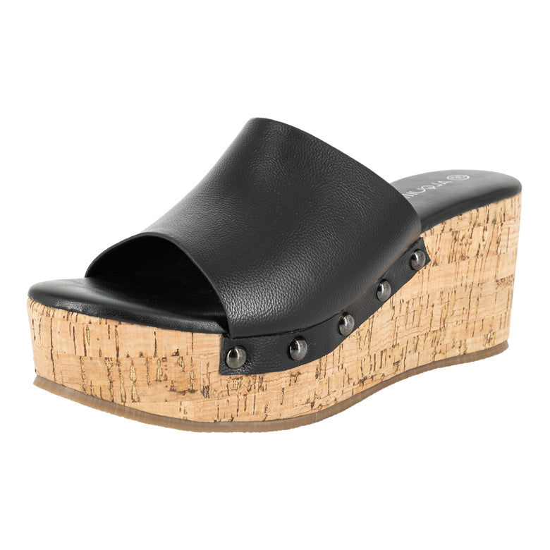 Sandalia Tipo Mule con Plataforma Donna Negro Alquimia