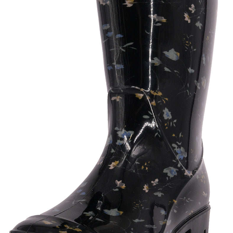 Bota de Agua con Polar Galatea Flor Negro Alquimia